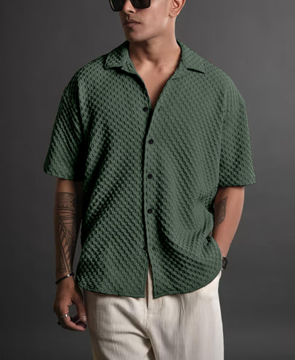 NexaFlair Casual Shirt for Men|| Shirt for Men|| Men Stylish Shirt||Button Down Shirts Half Sleeve Bubble Fashion Textured Shirt
